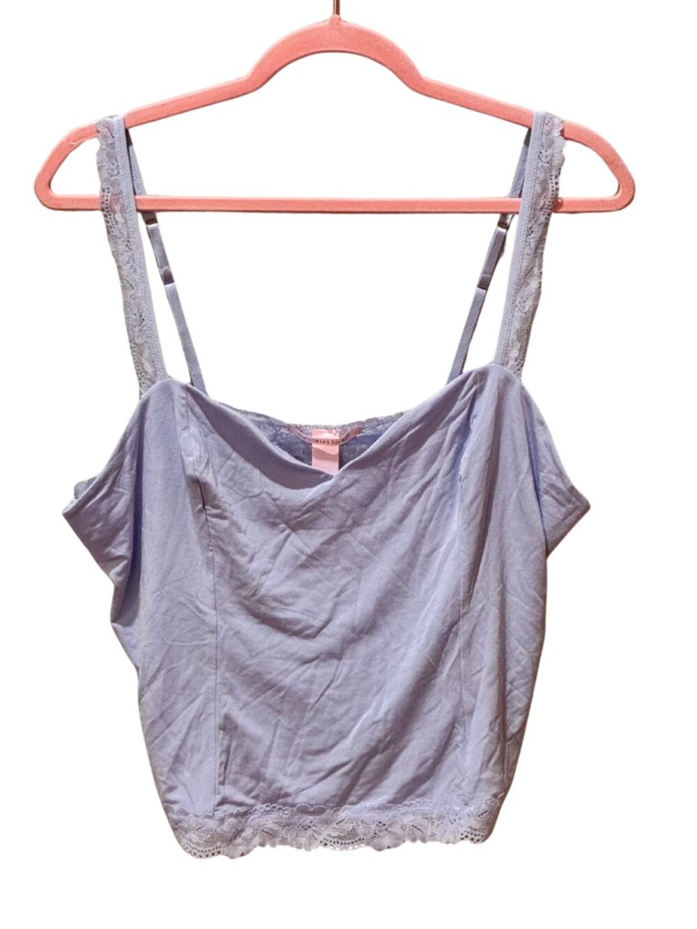 NWT Victoria’s Secret Periwinkle Lacy Trim Cami Tank Top Coquette Feminine XL - Picture 7 of 9